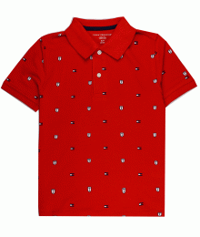 Tommy Hilfiger Red With "T" And Tommy Flag  Polo Shirt 